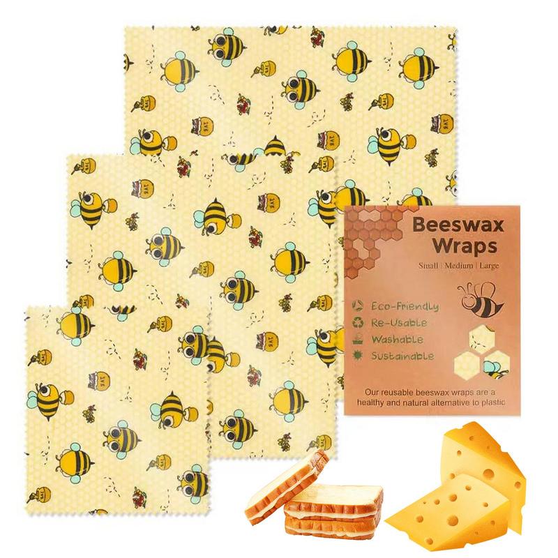 Beeswax Wrap Reusable - 3 шт., многоразовые пищевые салфетки для