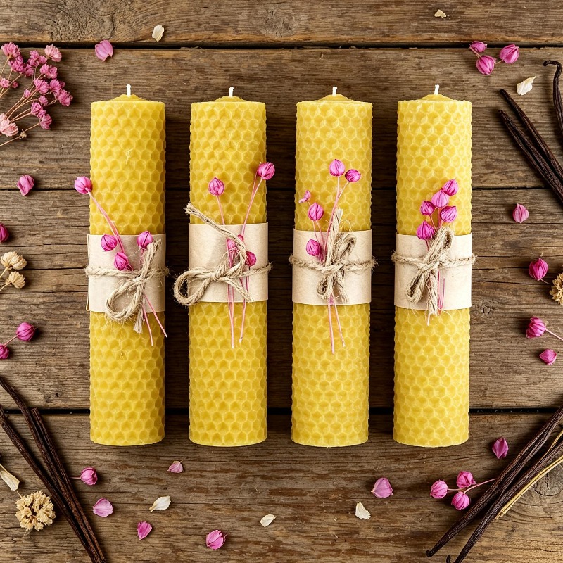 Beeswax Wrap Reusable - 4 штуки свечей-столбиков ручной работы, изготовленных