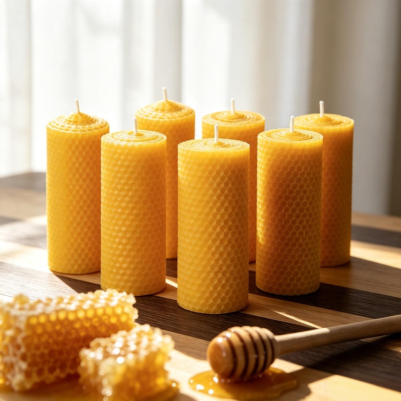 Beeswax Wrap Reusable - 6 шт. натуральных свечей-столбиков из чистого