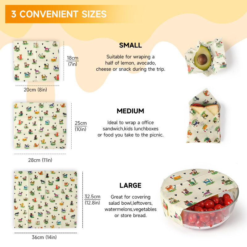 6 упаковок (2S.) Многоразовая  – обзор и цена Beeswax Wrap Reusable