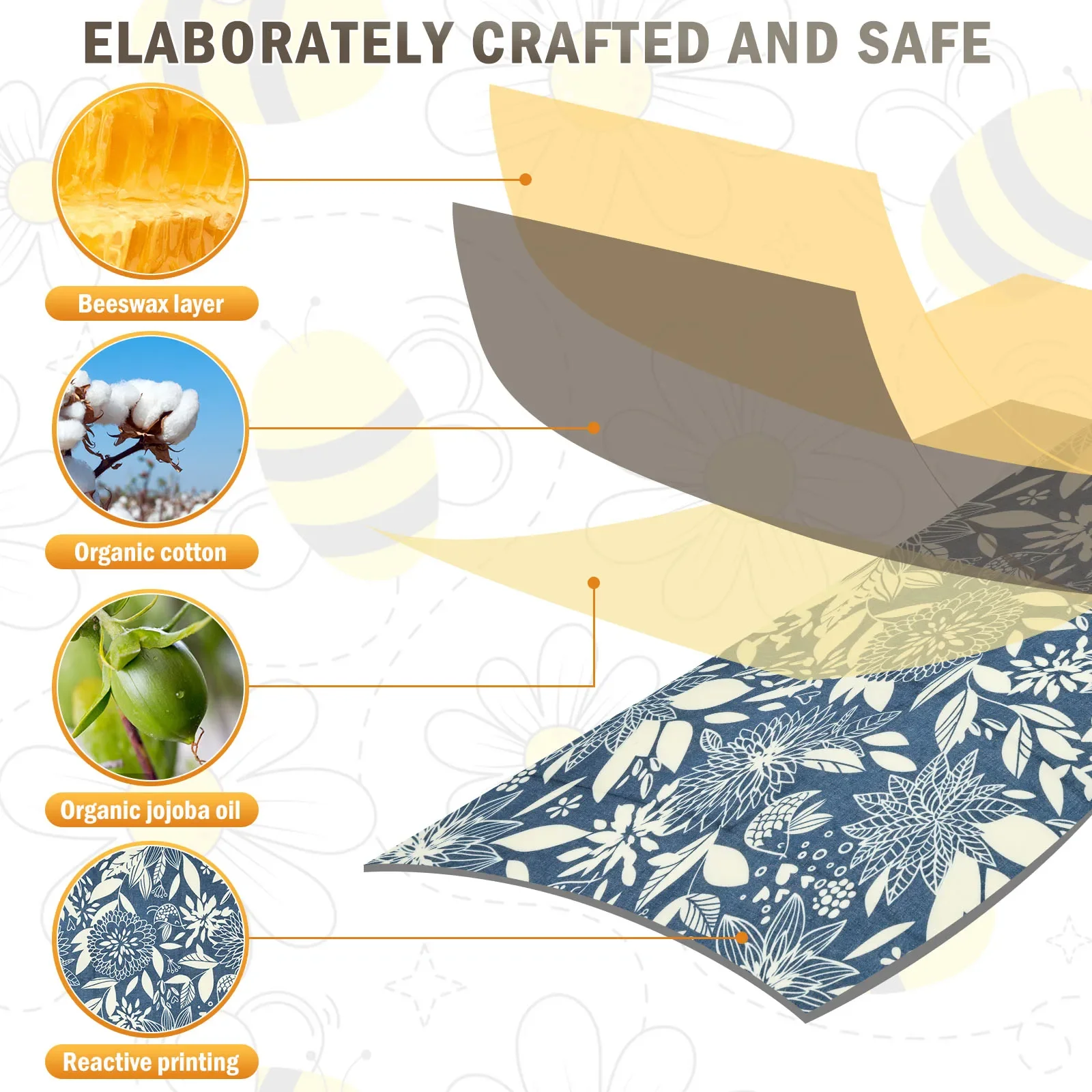 9 шт. органических вощеных пол – обзор и цена Beeswax Wrap Reusable